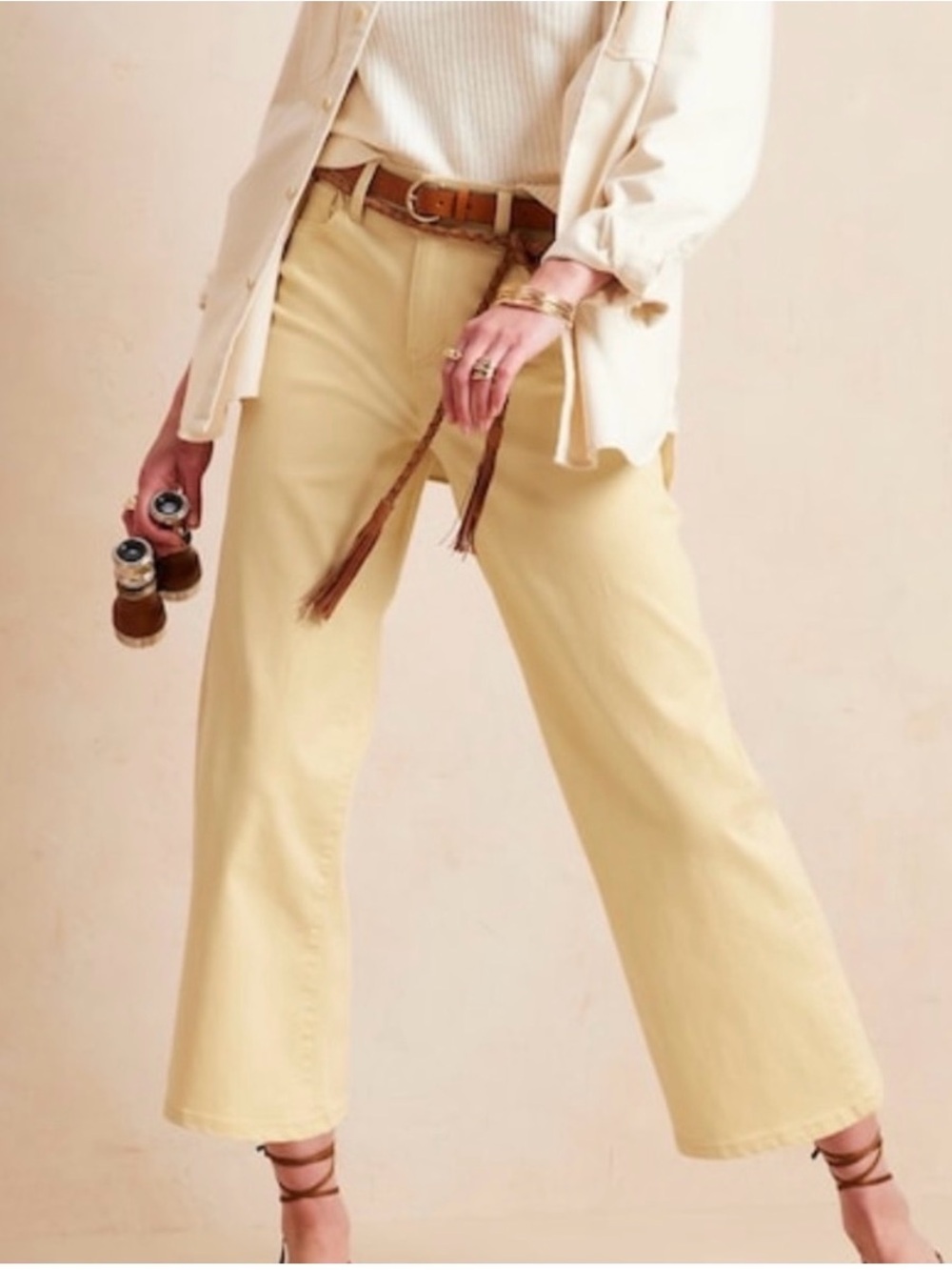 Banana Republic High-Rise Cropped, Wide Leg Soft Butter Yellow Jean